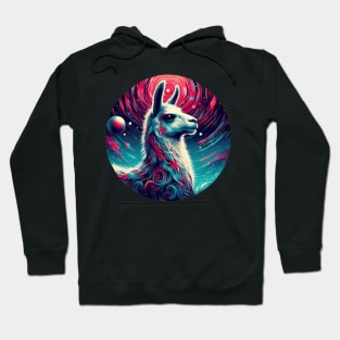 Funny colorful abstract cosmic doodle llama Hoodie